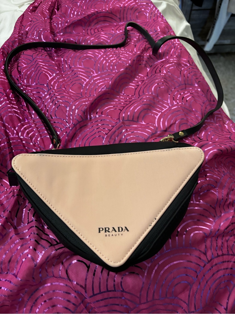 Prada Pink and Black Triangle Crossbody Bag
